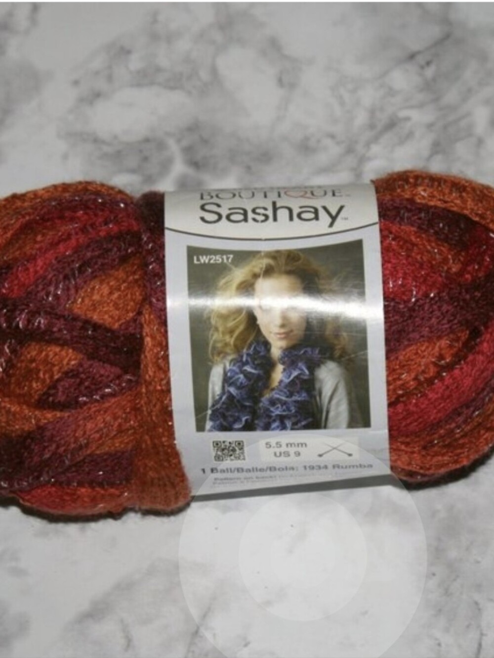 YARN #1426 - Red Heart Sashay Wide Lacey Ribbon Salsa - 1 ball